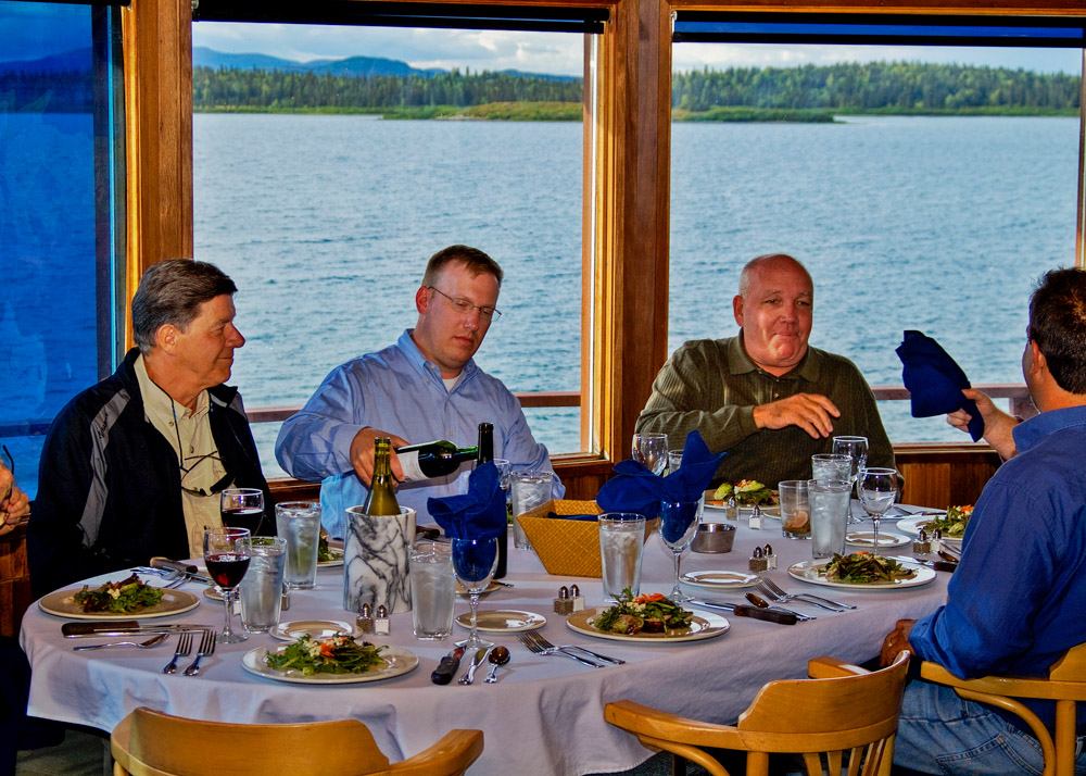 Guests dining overlooking Tikchik Lake